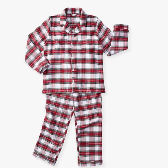 POTTERY BARN KIDS Stewart Plaid Flannel Holiday Pajama Set Kids Sz 10 - Picture 1 of 2